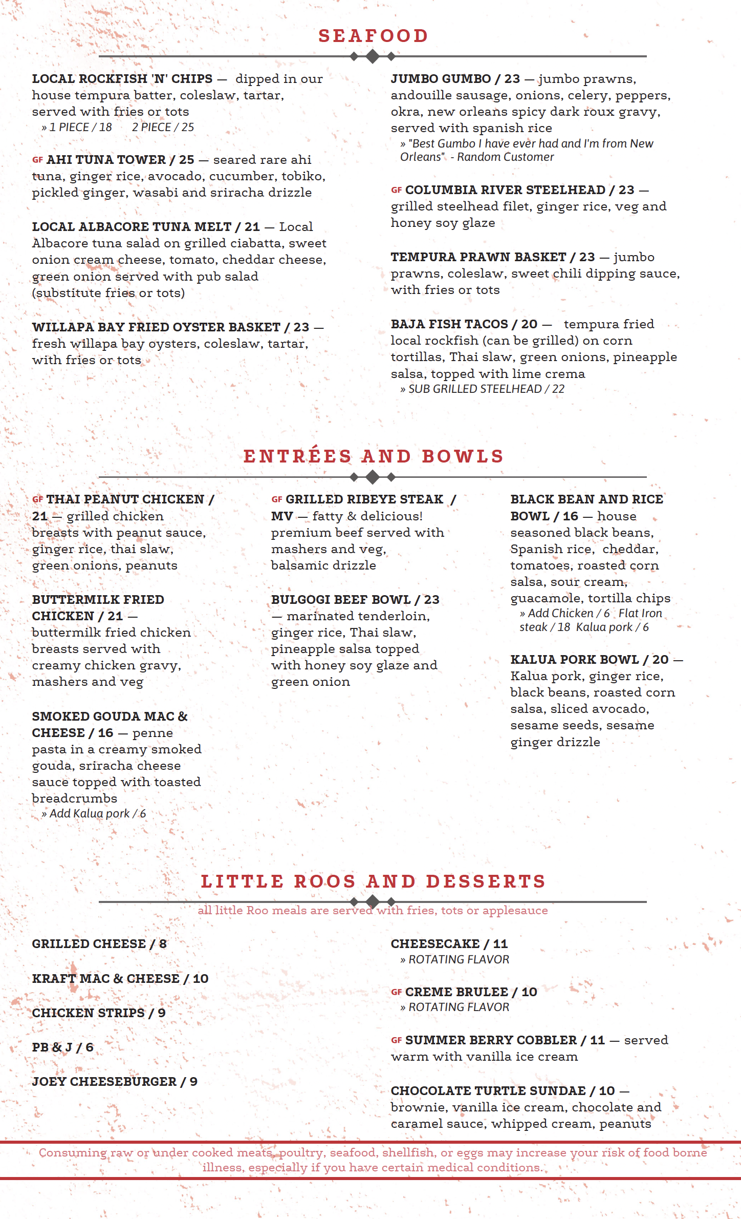 lostroomenu2026b Lost Roo Menu June 2026